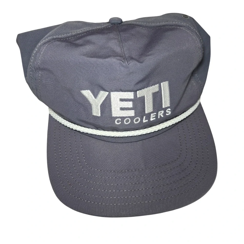 Yeti Coolers Hat Trucker Roper Grey Blue Outdoors Fishing Gorpcore Snapback Logo